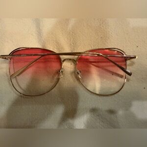Gold Frame Sunglasses with Pink Lenses